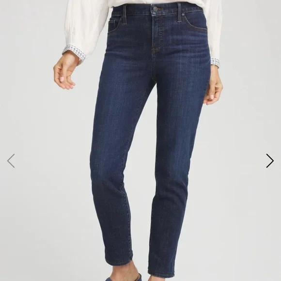 NWT Chicos Girlfriend Slim Ankle Jeans Dark Muted Blue Chicos Sz (3P) U.S. 16P - Picture 1 of 7